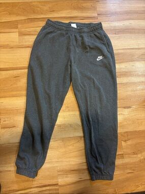Nike Men's Dark Gray Fleece Joggers with White Swoosh